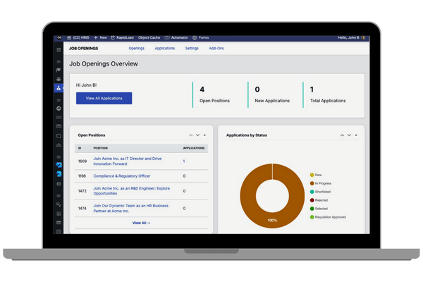 job openings displayed on a computer screen